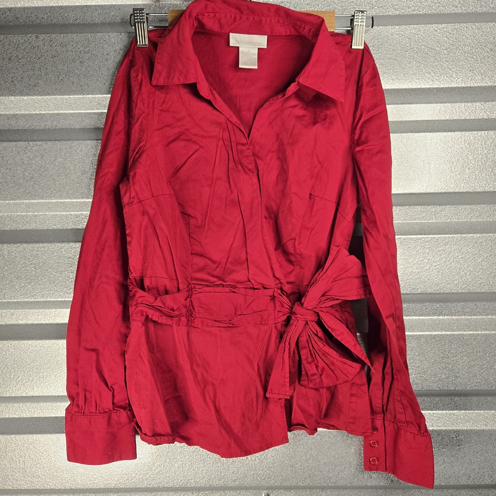 Worthington Wrap Belt Blouse – Bright Red – 6